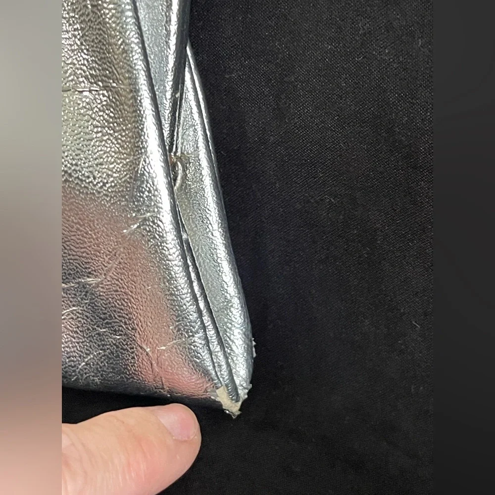Beautiful vintage silver with chain clutch handbag 1950s